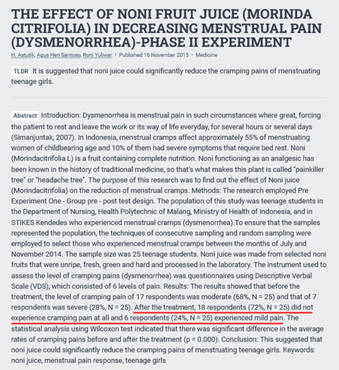 Bukti Penelitian Noni Juice sebagai Herbal untuk Gangguan Menstruasi
